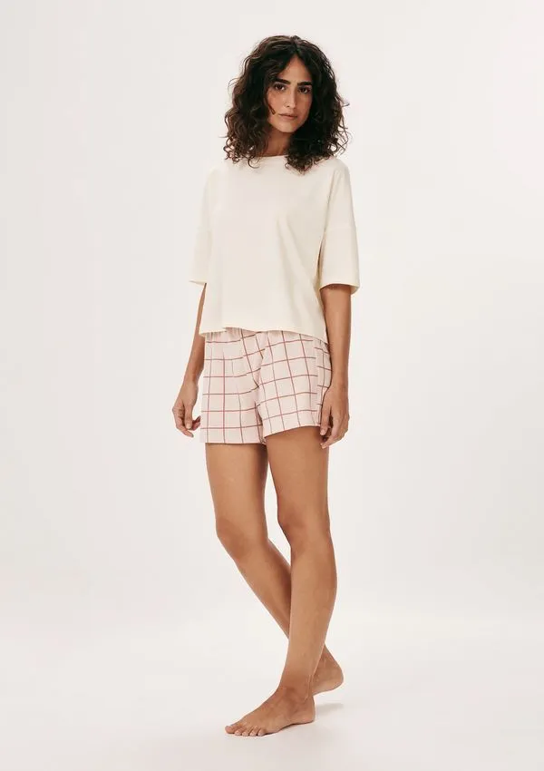 Pijama Curto Feminino Box Estampado - Bege XP