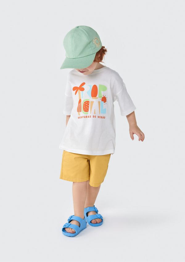 Bermuda Infantil Menino Toddler Chino Em Sarja - Amarelo 002