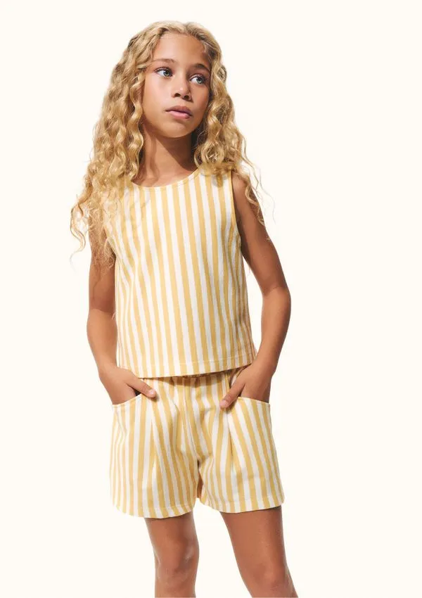 Conjunto Infantil Menina Fio Tinto Texturizado - Amarelo 014