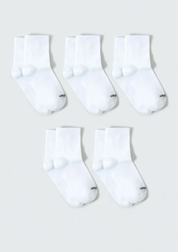 Kit Com 5 Pares De Meia Infantil Unissex Cano Médio - Branco G