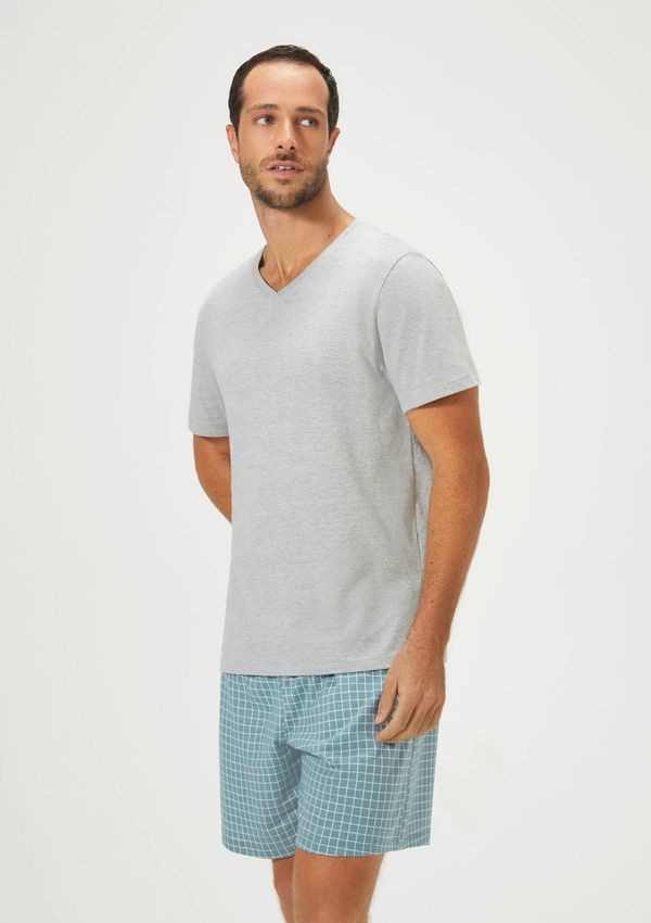 Pijama Curto Masculino Com Samba Canção - Azul G