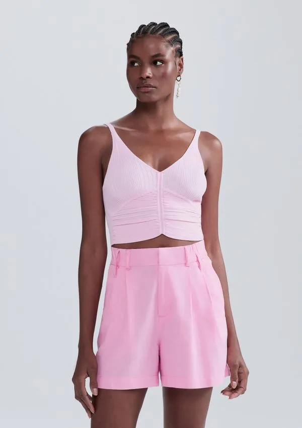 Shorts Feminino De Alfaiataria Em Linho - Rosa 034