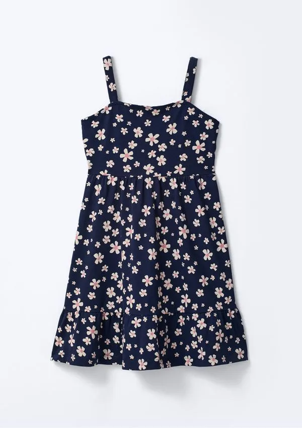 Vestido Curto Infantil Estampado - Azul 006