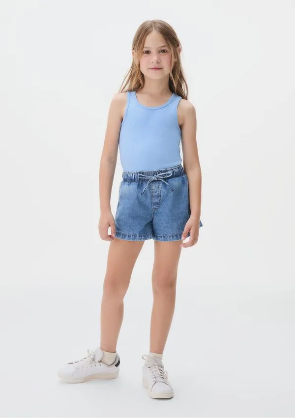 Regata Básica Infantil Menina Em Ribana - Azul 008
