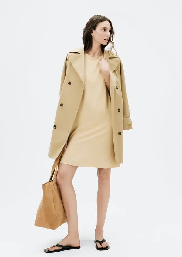 Vestido Curto Em Viscose - Bege G