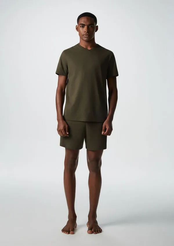 Pijama Masculino Curto Em Malha - Verde G