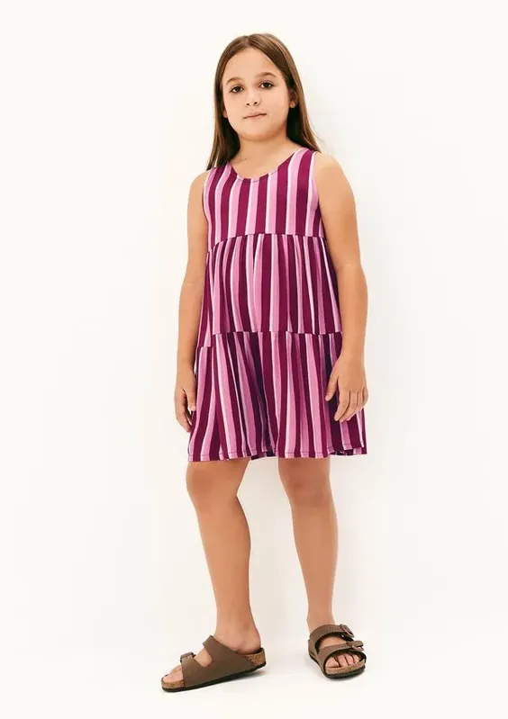 Macaquinho Regata Infantil Menina Godê Em Viscose - Rosa 005