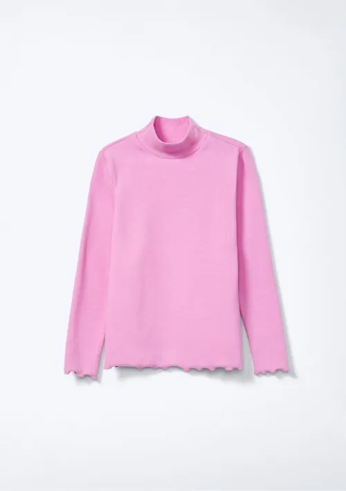 Blusa Básica Infantil Menina Manga Longa Com Gola Alta - Rosa 005