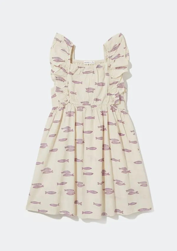 Vestido Infantil Curto Com Babados - Off white 004