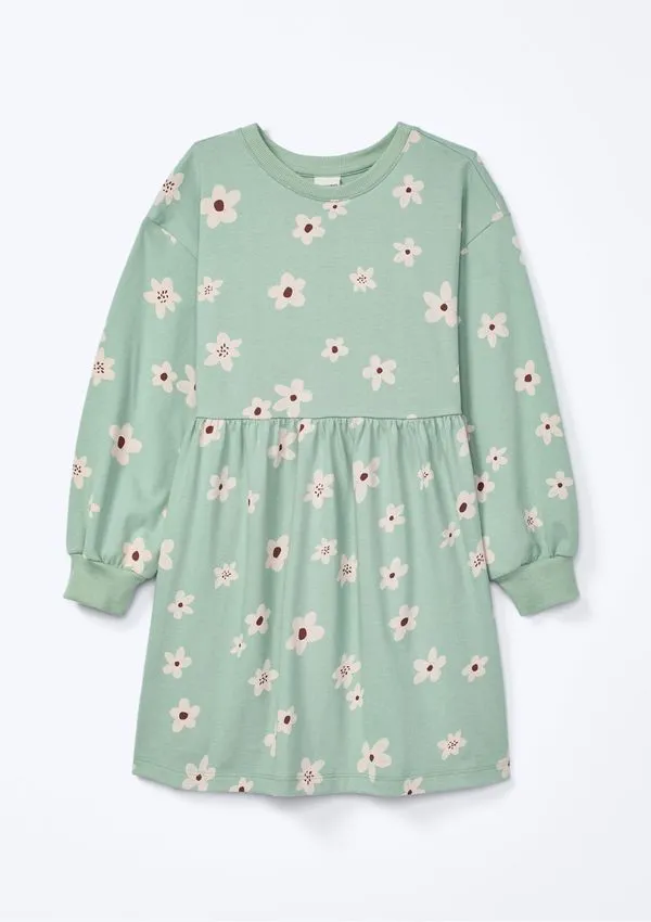 Vestido Infantil Manga Longa Estampado - Verde 010