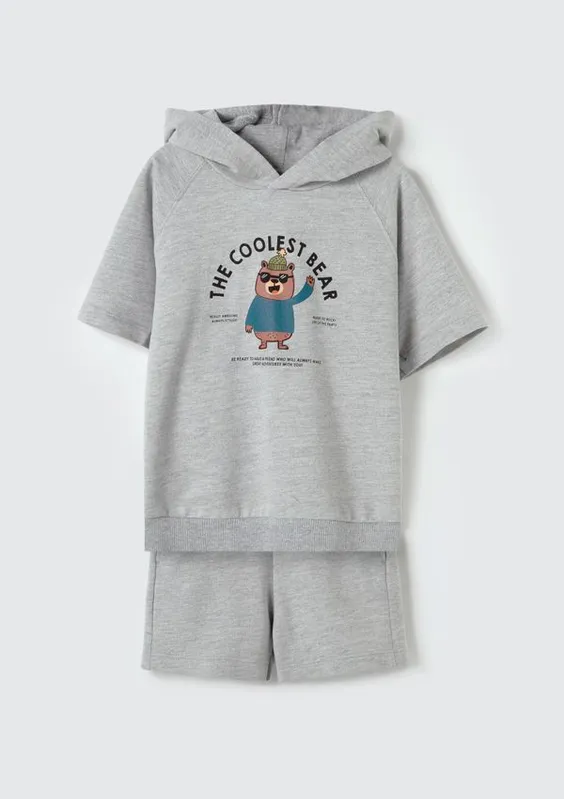 Conjunto Curto Infantil Menino Em Moletinho - Cinza 001