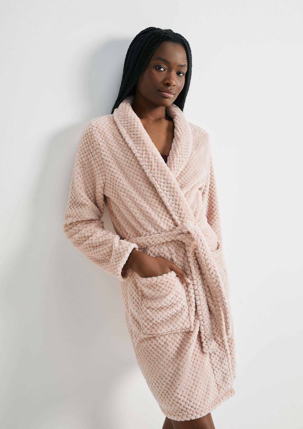 Roupão Feminino Em Fleece Jacquard - Rosa G