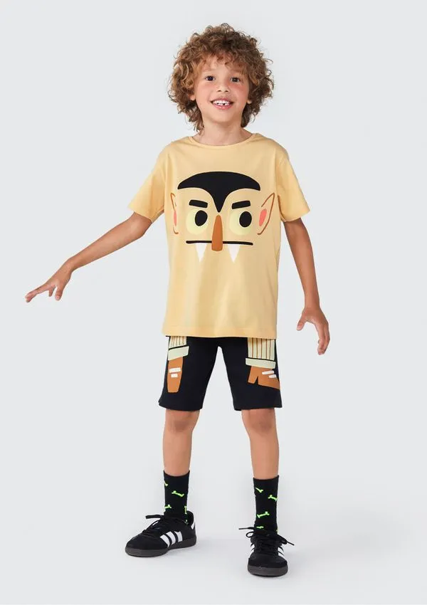 Conjunto Infantil Menino Vampiro - Amarelo 014