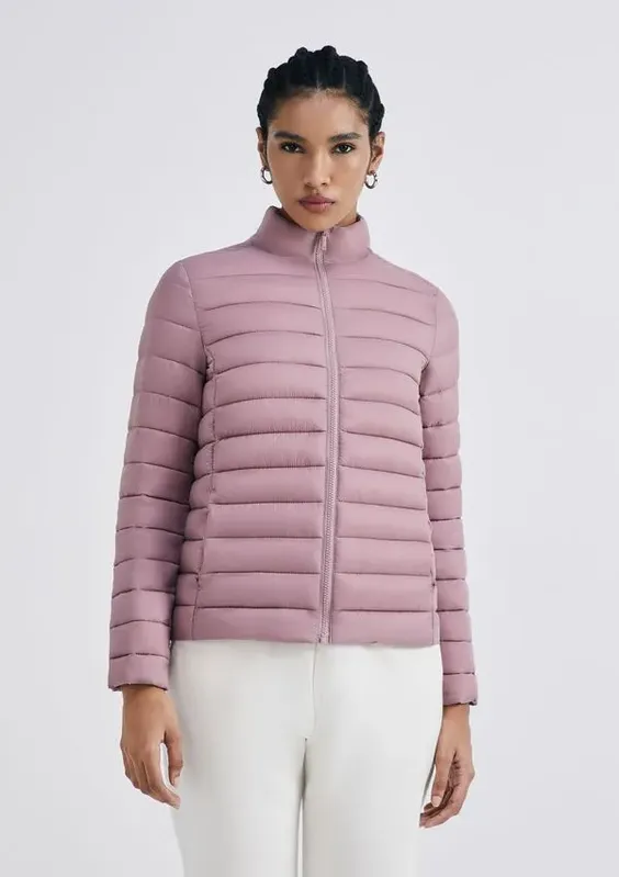 Jaqueta Básica Feminina Puffer Matelassê - Rosa M