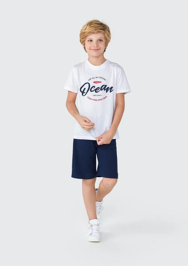 Conjunto Infantil Menino Curto Com Estampa - Branco 006