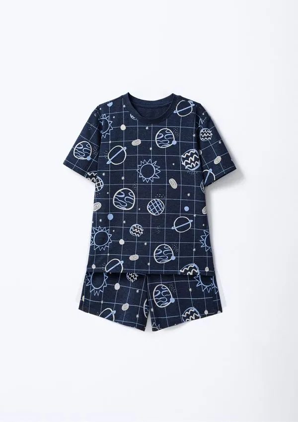 Pijama Curto Infantil Menino Box Estampado - Azul 012
