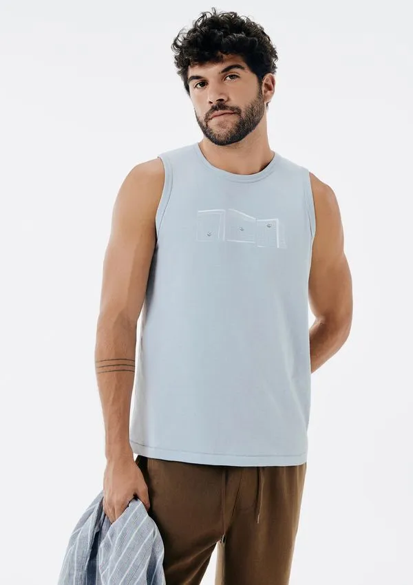 Regata Básica Masculina Regular Com Estampa - Azul G