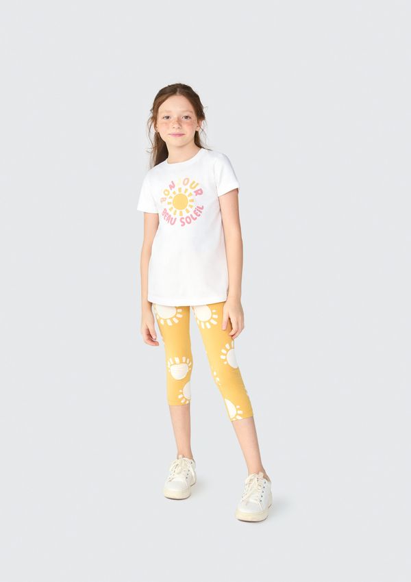 Conjunto Infantil Menina Camisa Manga Curta Com Calça Estampada - Off white 010