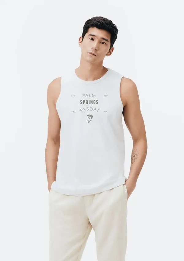 Regata Básica Masculina Regular Com Estampa - Branco G