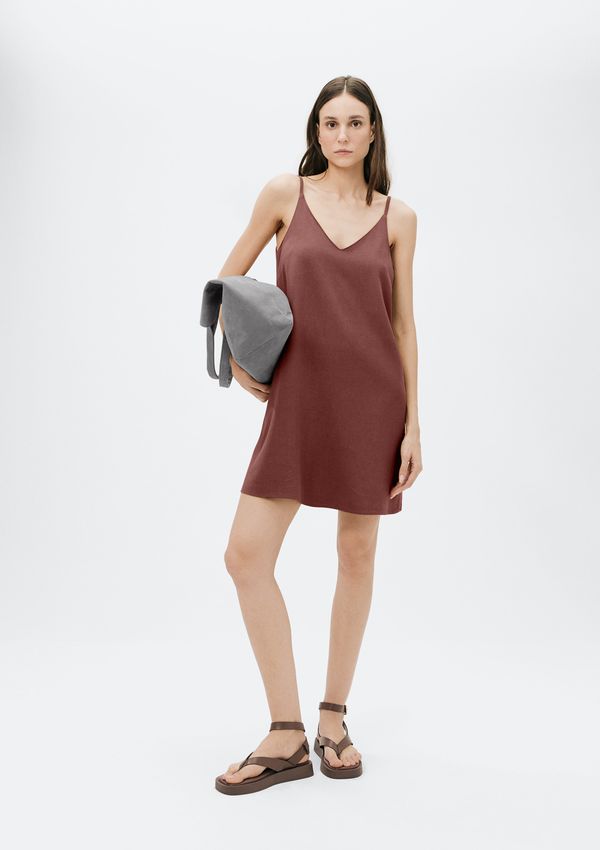Vestido Curto Em Viscolinho - Vinho P
