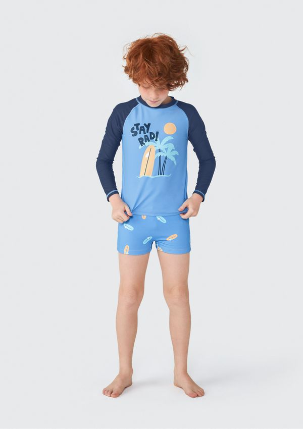 Conjunto Praia Infantil Menino Com Proteção UV - Azul 002