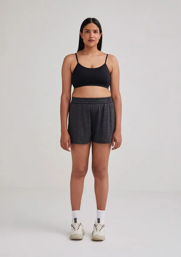 Shorts Esportivo Feminino Em Poliéster - Preto G