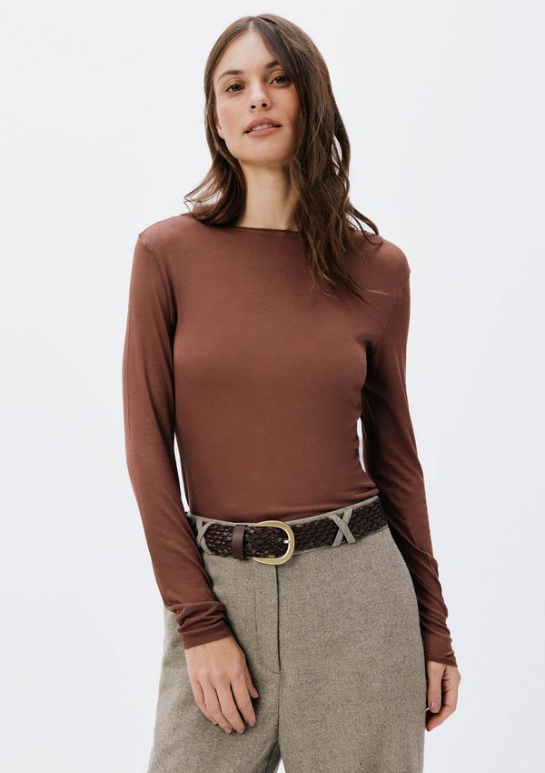 Blusa Feminina Manga Longa Segunda Pele - Marrom G