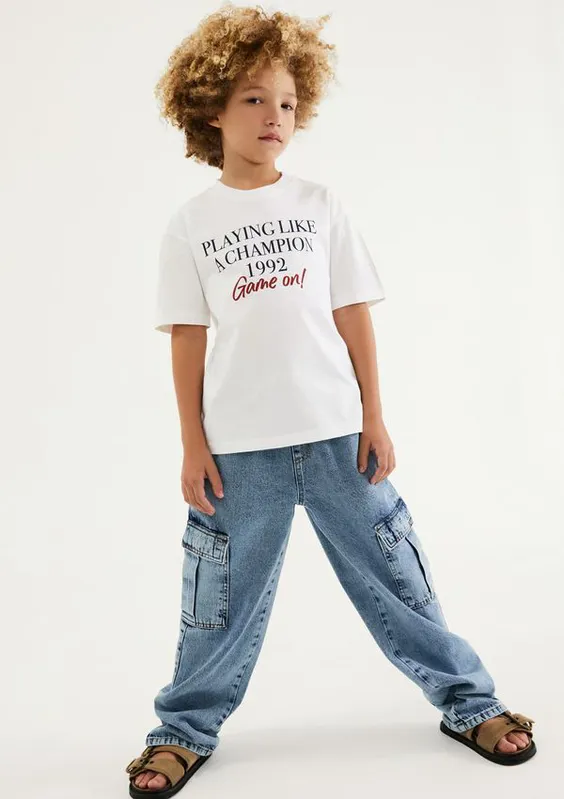 Calça Infantil Menino Jeans Cargo - Azul 006