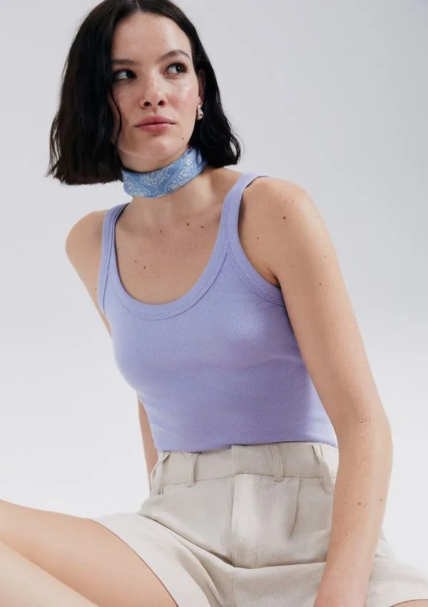 Regata Básica Feminina Slim Rib - Lilás G