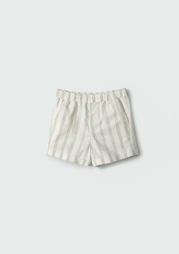 Shorts Bebê Menino Com Linho - Off white 09M