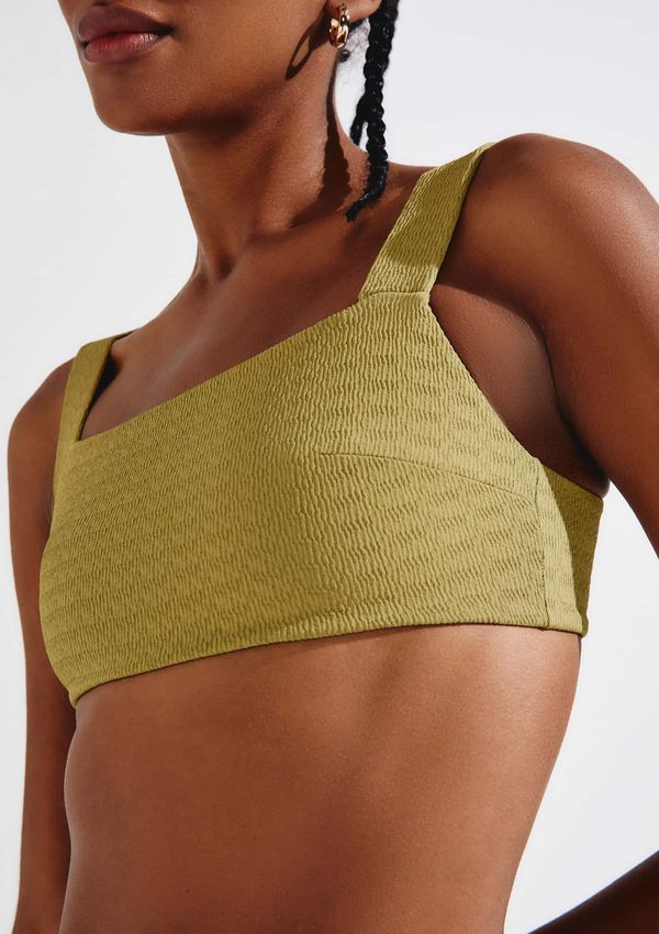 Top Biquíni Reto Texturizado Com Fio LYCRA® - Verde G