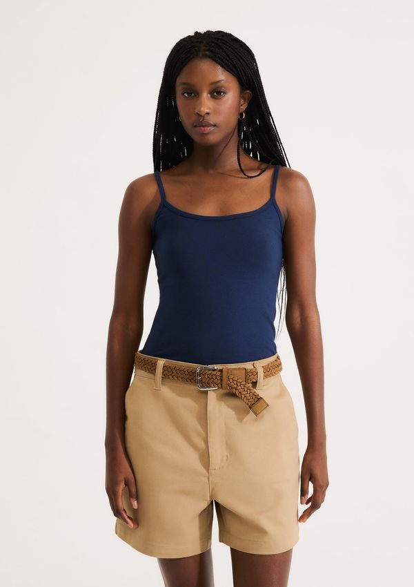 Regata Feminina Alças Finas Com Elastano - Azul G