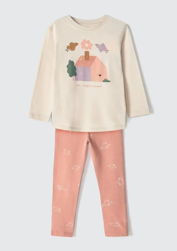 Conjunto Infantil Menina Longo Estampado Toddler - Rosa 003