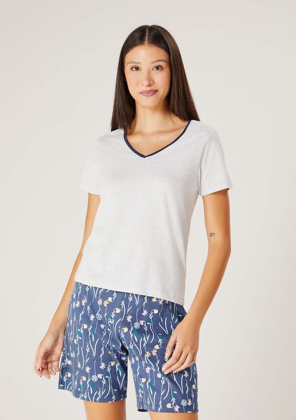Pijama Curto Feminino Amplo Decote V - Cinza P