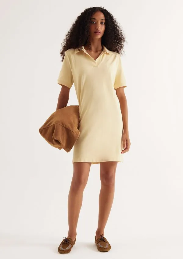 Vestido Polo Em Malha Piquet - Amarelo XP
