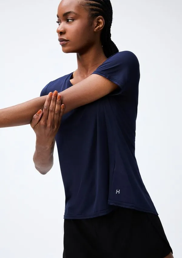 Camiseta Esportiva Feminina Básica Easy Care - Azul XG