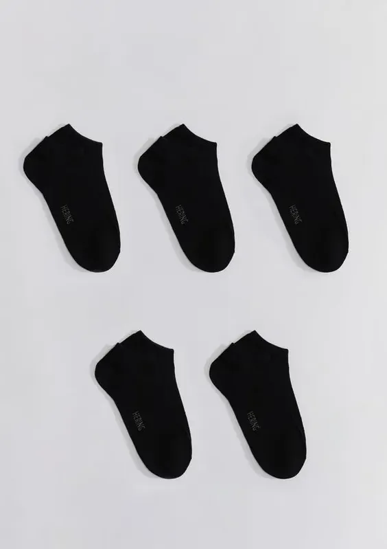 Kit 5 Pares De Meias Soquete Unissex - Preto P