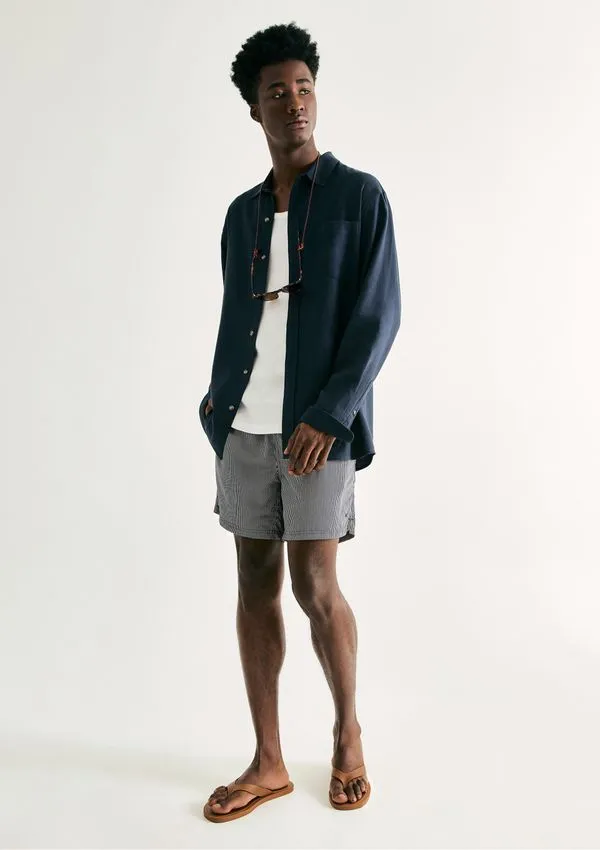 Shorts De Banho Masculino Listrado - Azul G