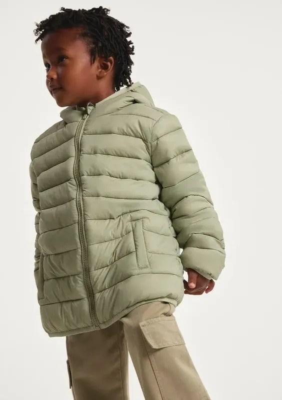 Jaqueta Puffer Infantil Unissex Com Capuz - Verde 004