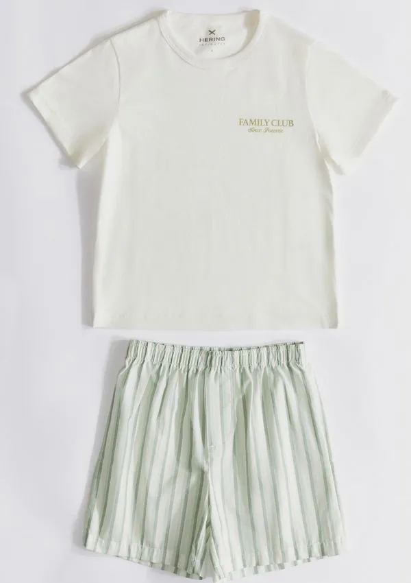 Pijama Curto Infantil Menino Com Estampa Família - Off white 002