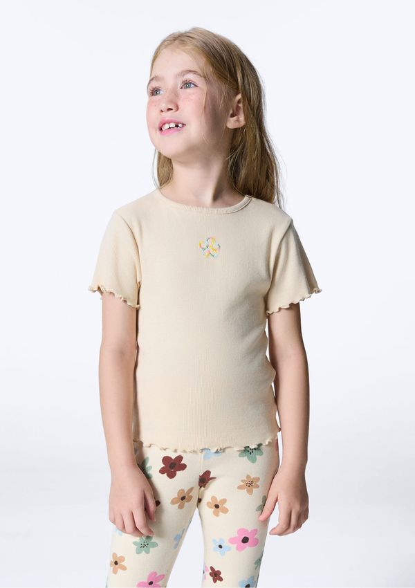 Blusa Manga Curta Infantil Menina Em Ribana - Nude 008