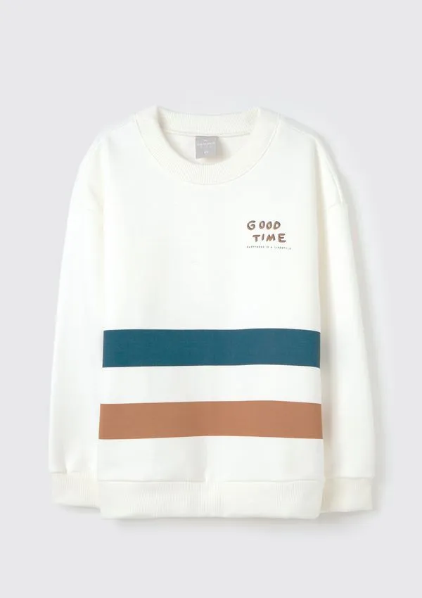 Blusão Infantil Menino Em Moletom Peluciado Estampado - Off white 014