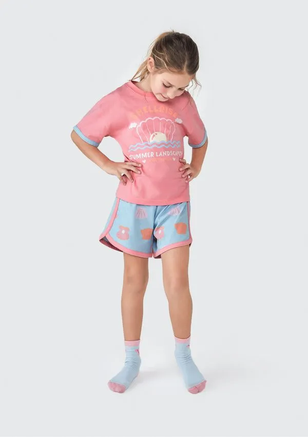 Pijama Curto Infantil Menina Que Brilha no Escuro - Rosa 012
