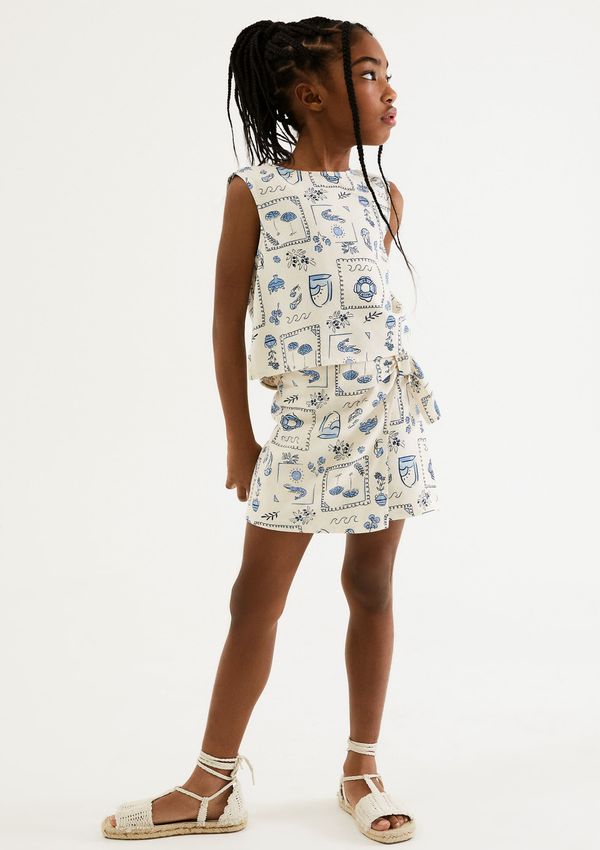 Shorts Saia Infantil Com Linho - Creme 012
