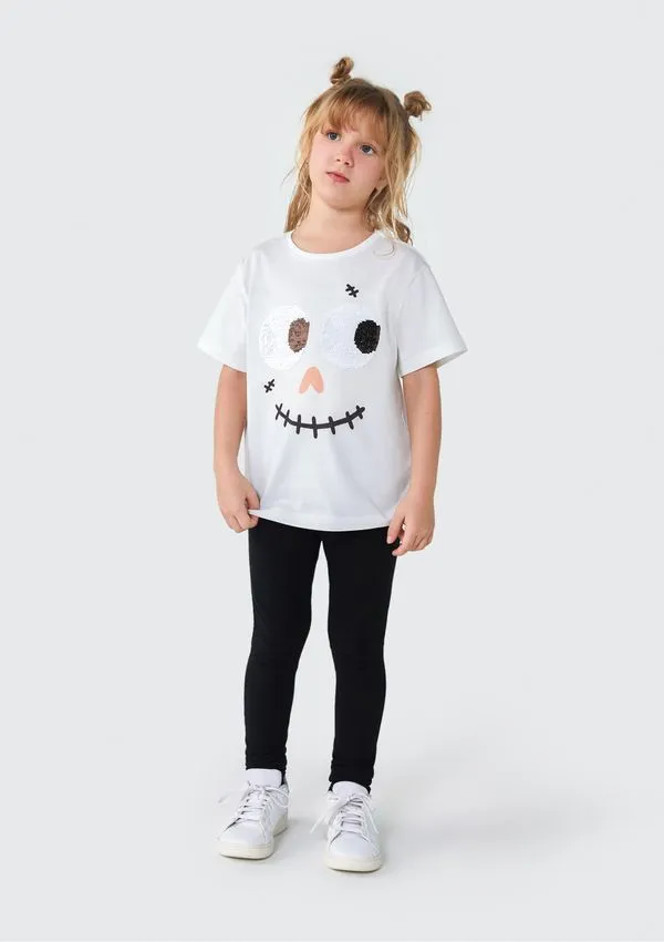 Camiseta Infantil Unissex Com Apliques - Branco 008