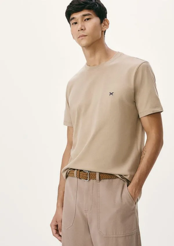Camiseta Básica Masculina World Com Bordado - Marrom XG