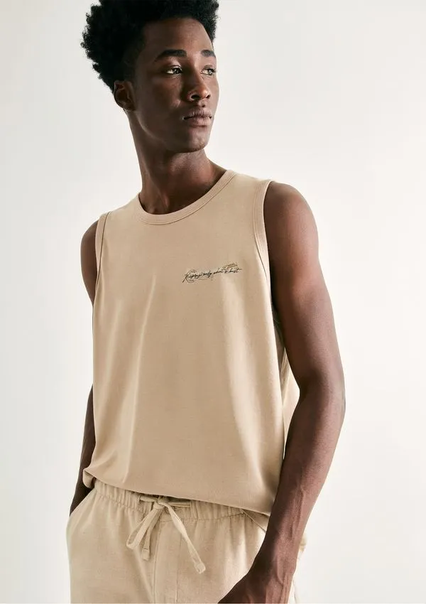 Regata Básica Masculina Regular Com Estampa - Bege XXG
