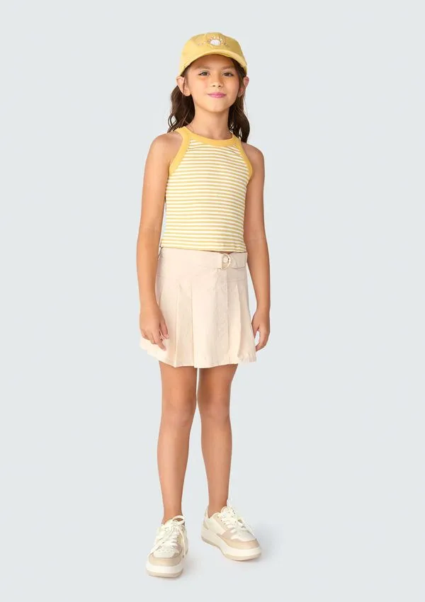Shorts Saia Infantil Com Cinto - Bege 008