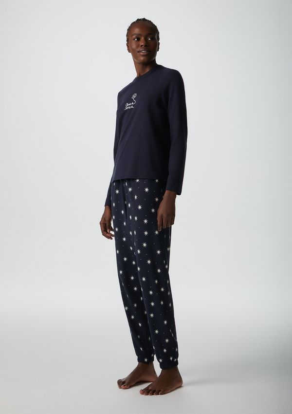 Pijama Longo Feminino Estampado - Azul P