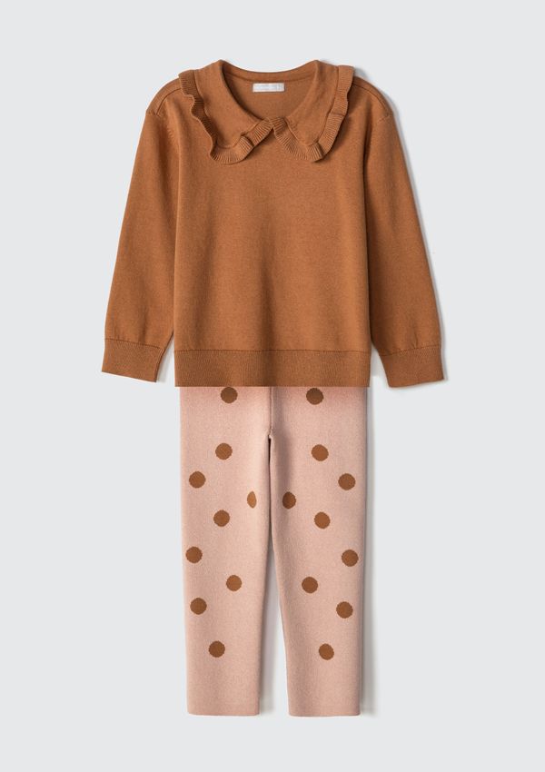 Conjunto Infantil Menina Toddler Em Tricô - Marrom 001